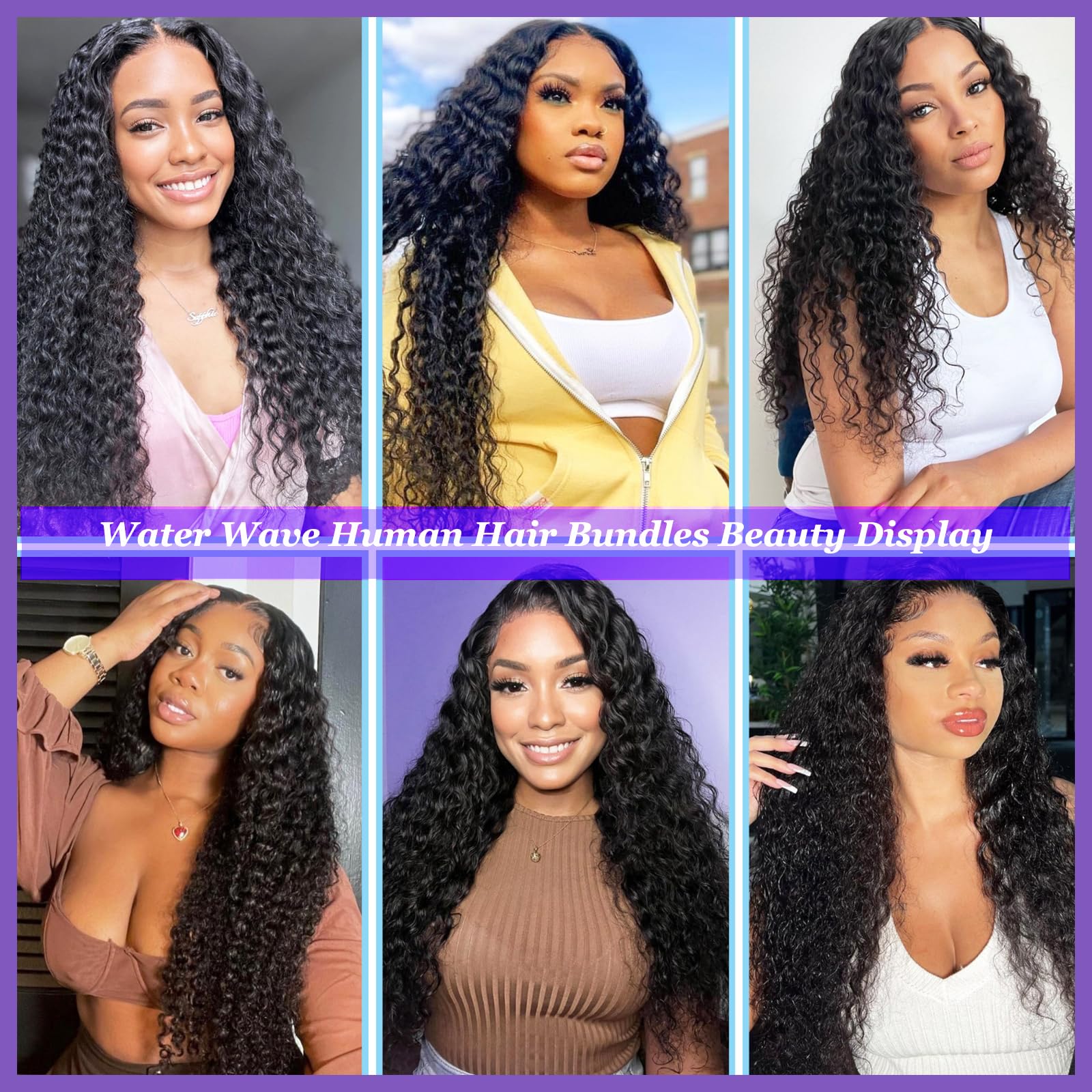 Amazon.com : PINJUOO 16A Water Wave Human Hair Bundles, 16  display picture 1