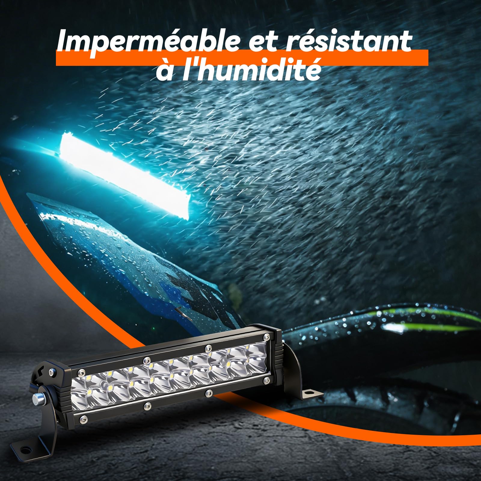 Barre LED Moto 60 W 2500 lm Guidon 22 mm Universelle pour Motos 50-250 cc | Éclairage Longue Portée,Phare LED Moto, Luminosité 2500 lm, Éclairage LED, Universelle pour Moto Cross Scooter 50-250 cc