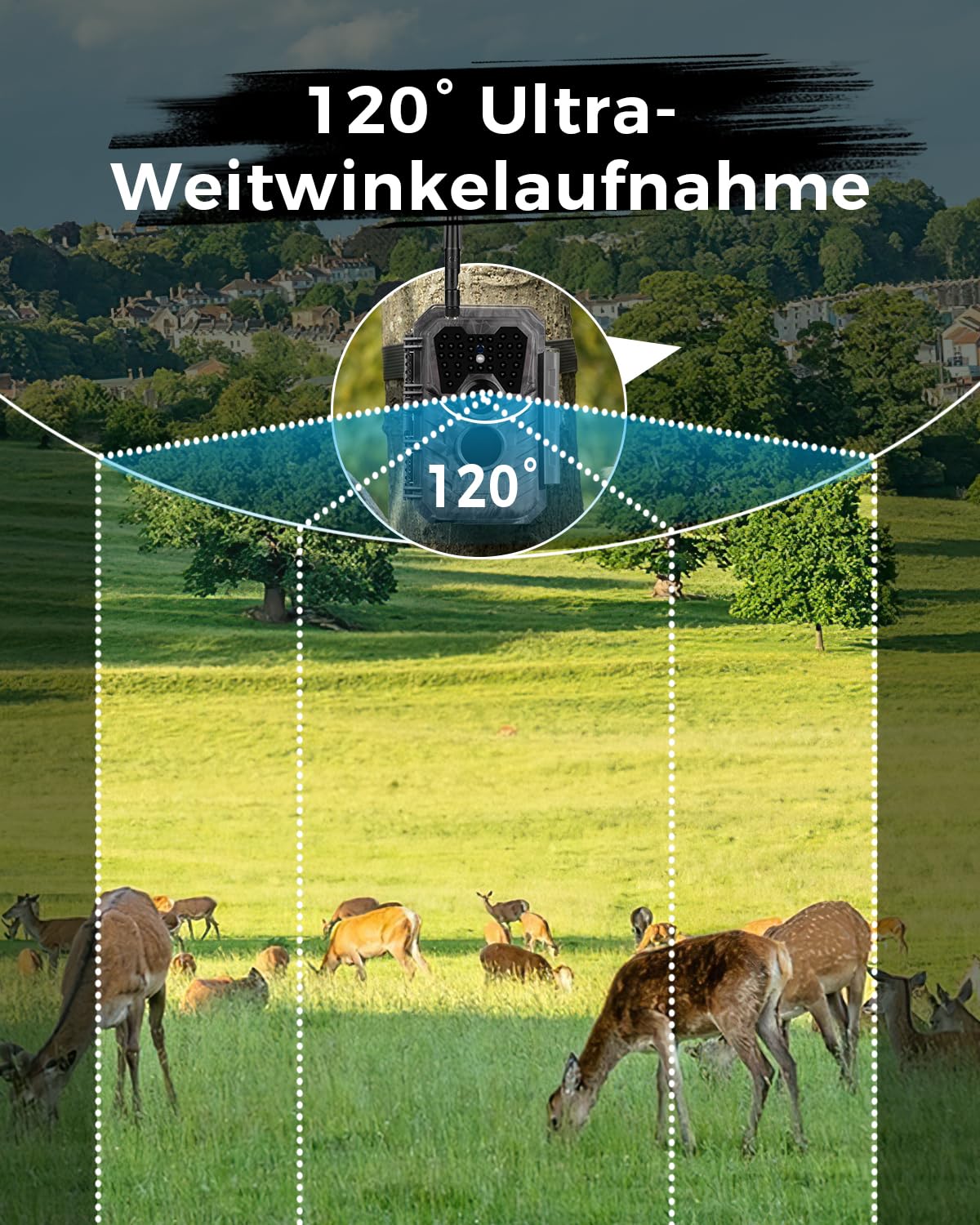 Meidase S600 4G LTE Wildtierkamera 48MP 1296P 25m Nachtsicht IP66 Wassergeschützt Bewegungserkennung