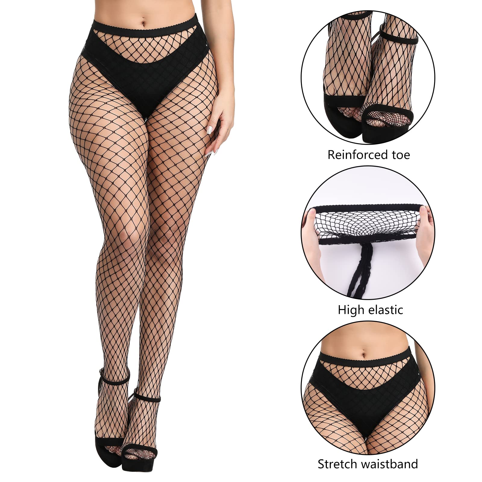 FEPITO 8 Pairs Fishnet Stockings Tights High Waist Stockings Leggings for Women: One Size Multicolor