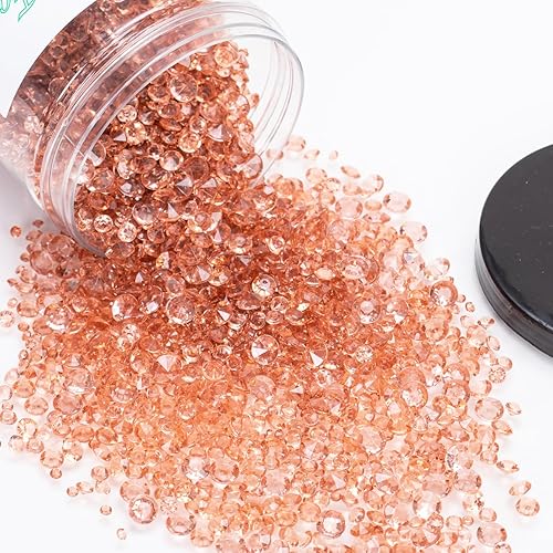 Relleno de jarrón para centros de mesa, decoración del hogar, 8700 piezas de confeti de mesa de diamantes de oro rosa, gemas de plástico falsas para