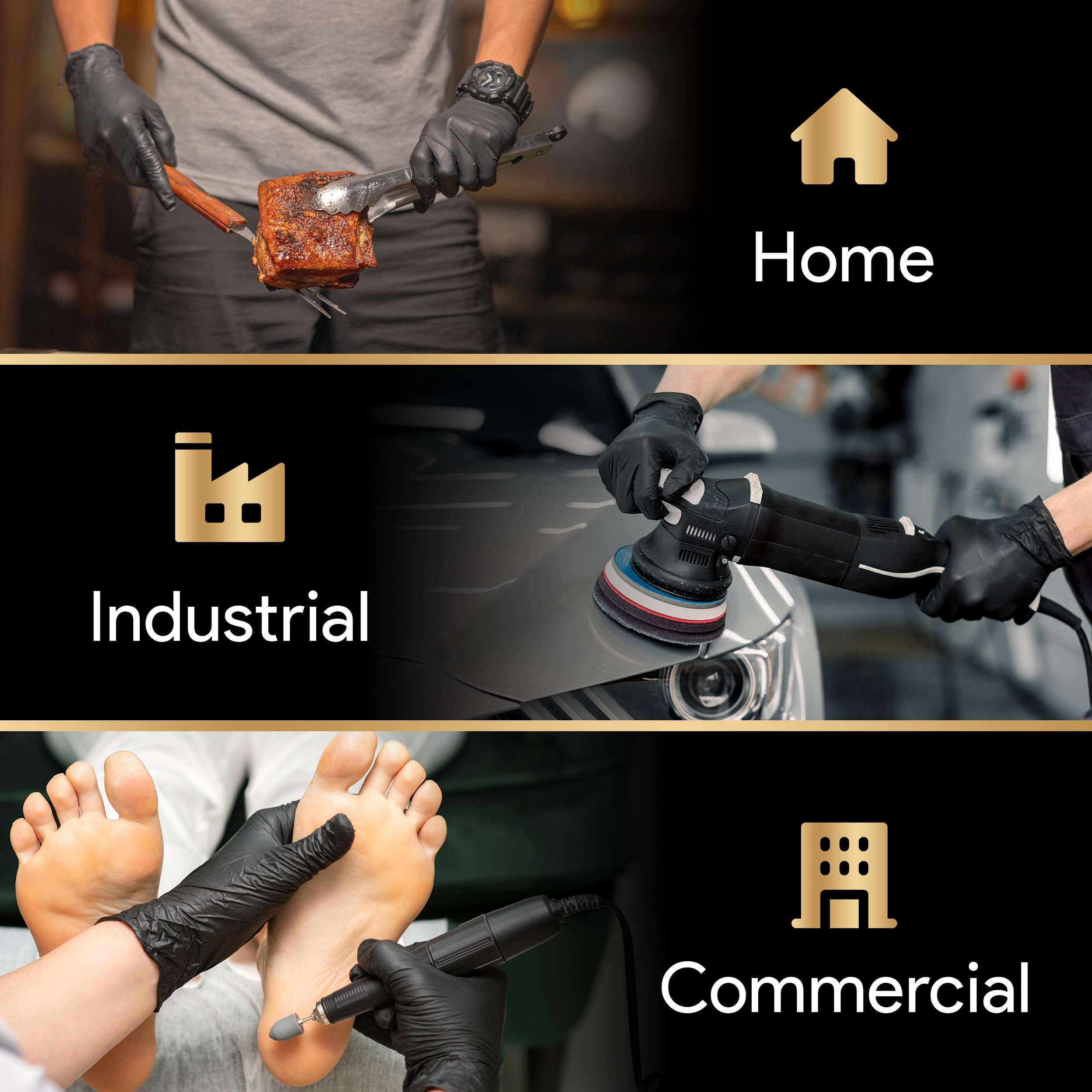 FifthPulse 100 Stück strapazierfähige Nitrilhandschuhe für Mechaniker, Lebensmittelzubereitungen und medizinische Anwendungen, puderfrei, latexfrei, 6 mm, Gummihandschuhe