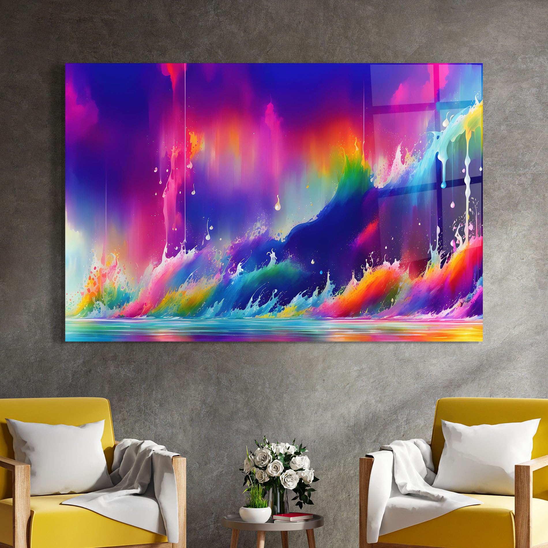 ARTHUB® Moderne impression sur verre 50x70 cm, 4mm verre trempé | Tableau en verre salon et chambre, Décoration murale moderne, Décoration intérieure, abstrait, Fairytale Landscape