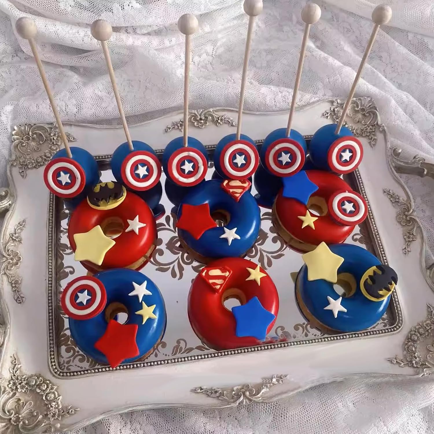 2 Pieces Superheros Themed Silicone Fondant Molds Cookie Molds Candy Chocolate Fondant Molds