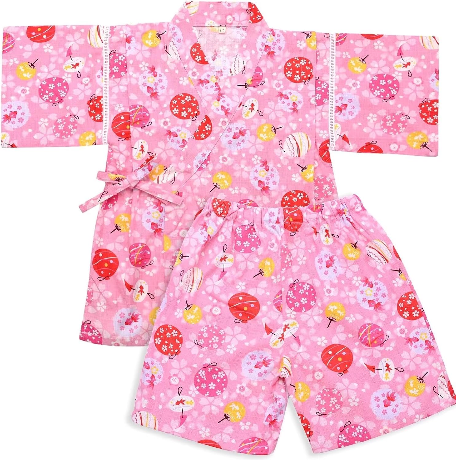 Jinbei Kids Girls Kimono Clothes Top Shorts Set Japanese Style Kimono