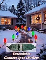 Vista 3 de Luces LED C9 para camino de 7 pies, luces de camino de Navidad, luz multicolor para pasarela al aire libre con 4 estacas de marcador conectables