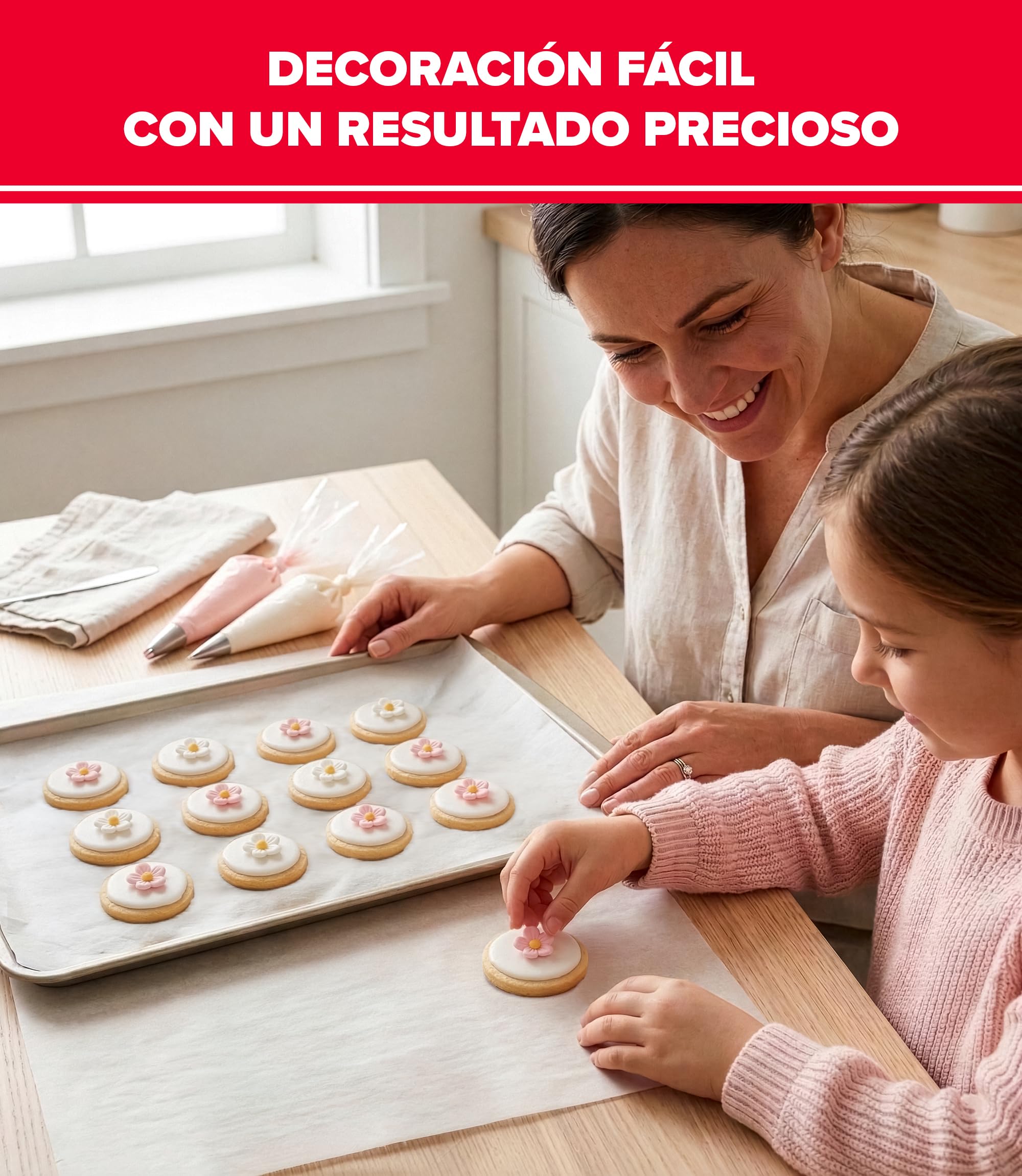 Dekora Caja Flores Azucar 7 Margaritas Blancas 7 Rosas Figuras Comestibles Tartas Decoracion Tarta Cumpleaños