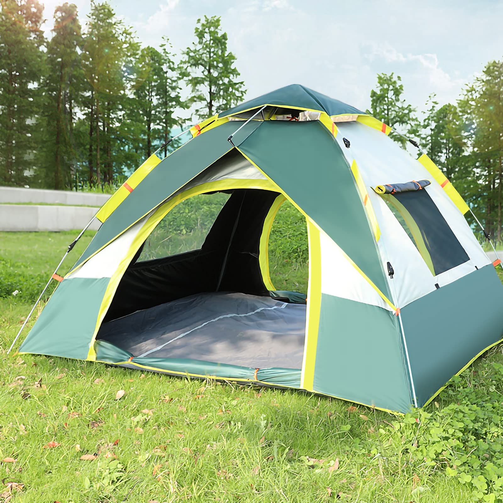 Przenośny namiot rodzinny typu pop-up Campitent dla 4 osób, wodoodporny, z możliwością natychmiastowego rozstawienia, z USB, przenośny namiot turystyczny Campilight, przenośny i składany, 2