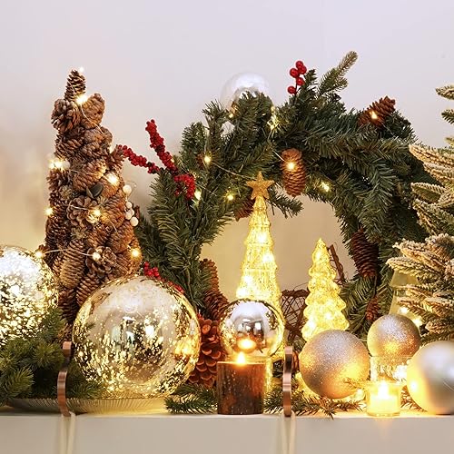 Miniatura 121 de XmasExp Juego de 24 mini esferas de Navidad inastillables para bolas de árbol de Navidad de 1.181 in/1.18 pulgadas (oro rosa)