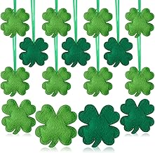 24 Pieces Shamrocks Ornaments Shamrock Tree Green Ornaments St Patrick's Day Decorations Hanging Shamrock Decor Decorative Hanging Ornaments for Tree Table Party Favors Supplies