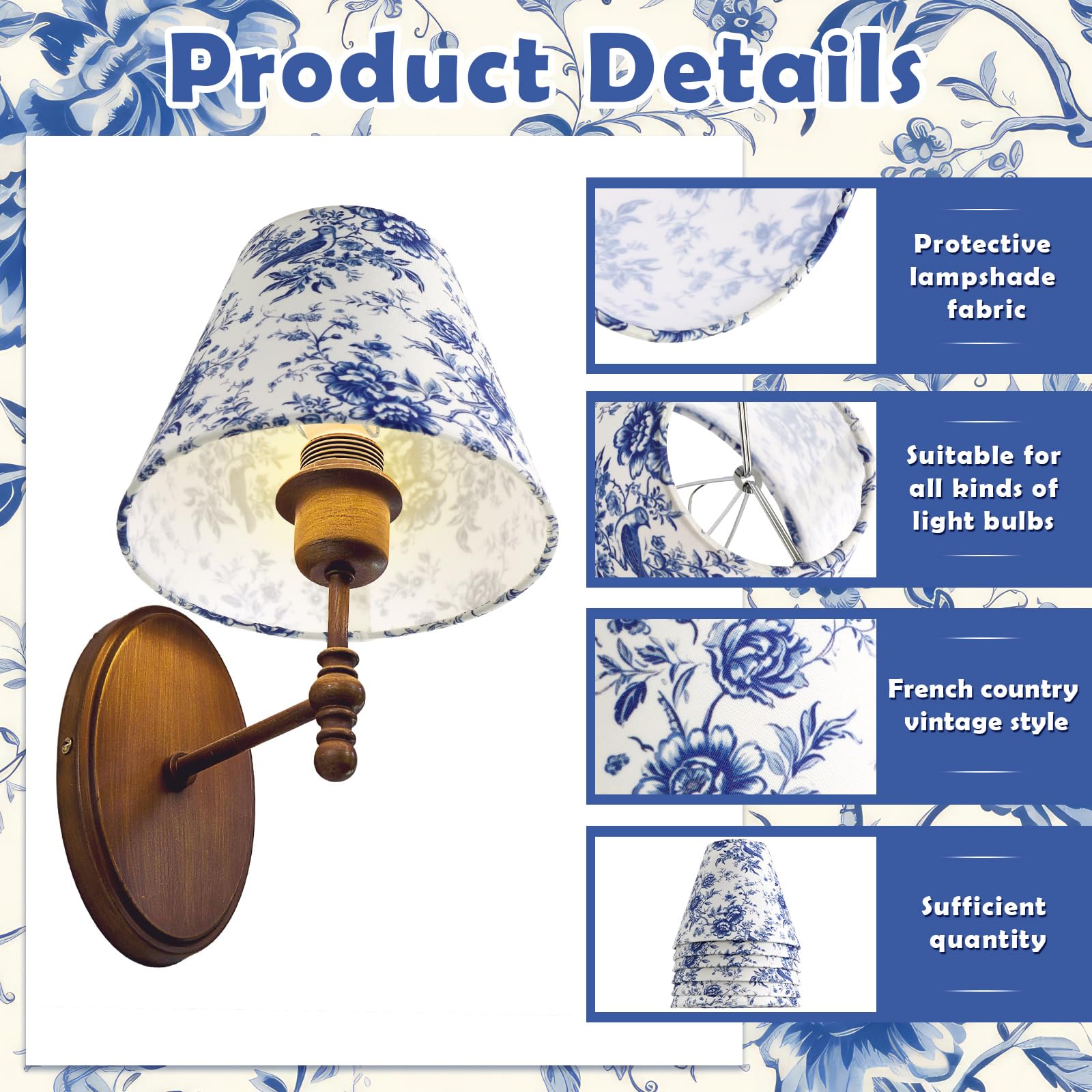 Vihose 6 paralumi per lampadari, piccoli, in stile francese, con clip, 7,6 x 15,2 x 12,7 cm, mini clip per lampadine, copertura per candelabri