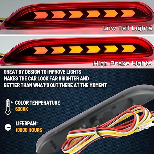 Miniatura 3 de GEEGEETOP Reflector trasero LED de lente roja, parachoques antiniebla, compatible con Nissan Altima Rogue Pathfinder Leaf Infiniti Q50 QX60 QX80