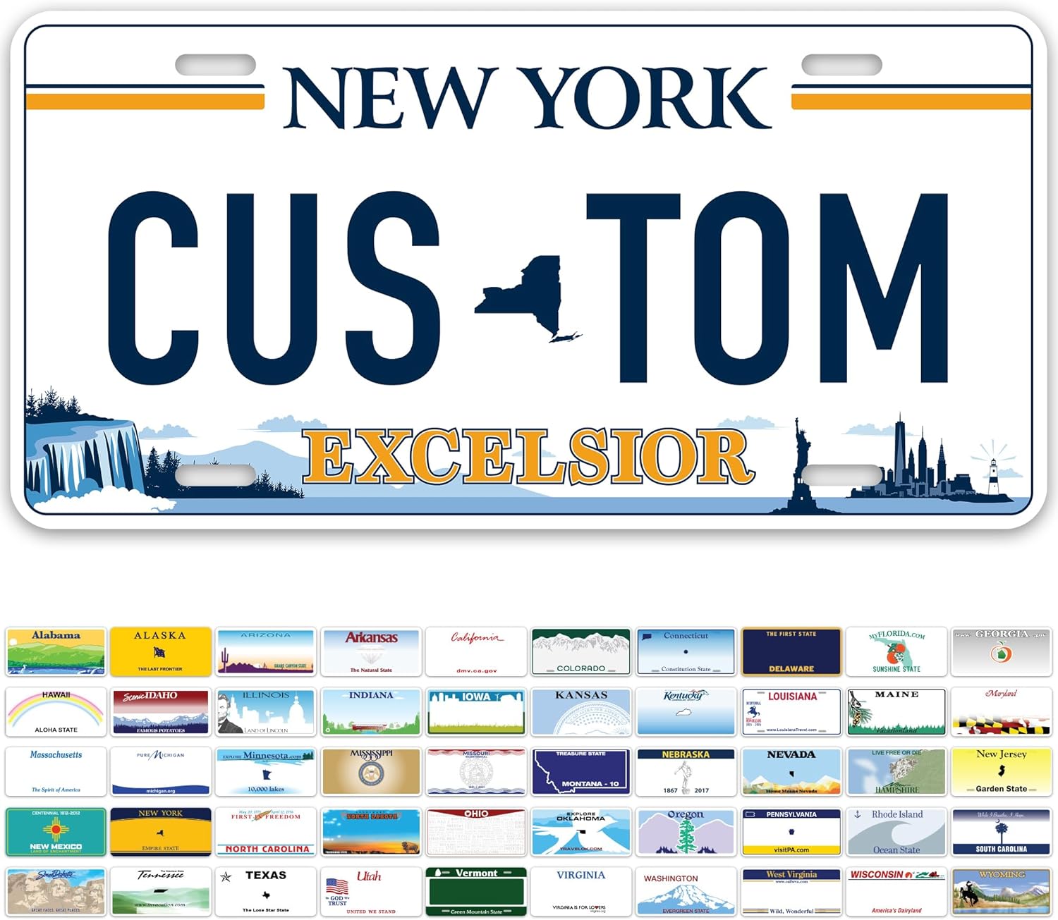 Custom New York Excelsior License Plate, Personalized