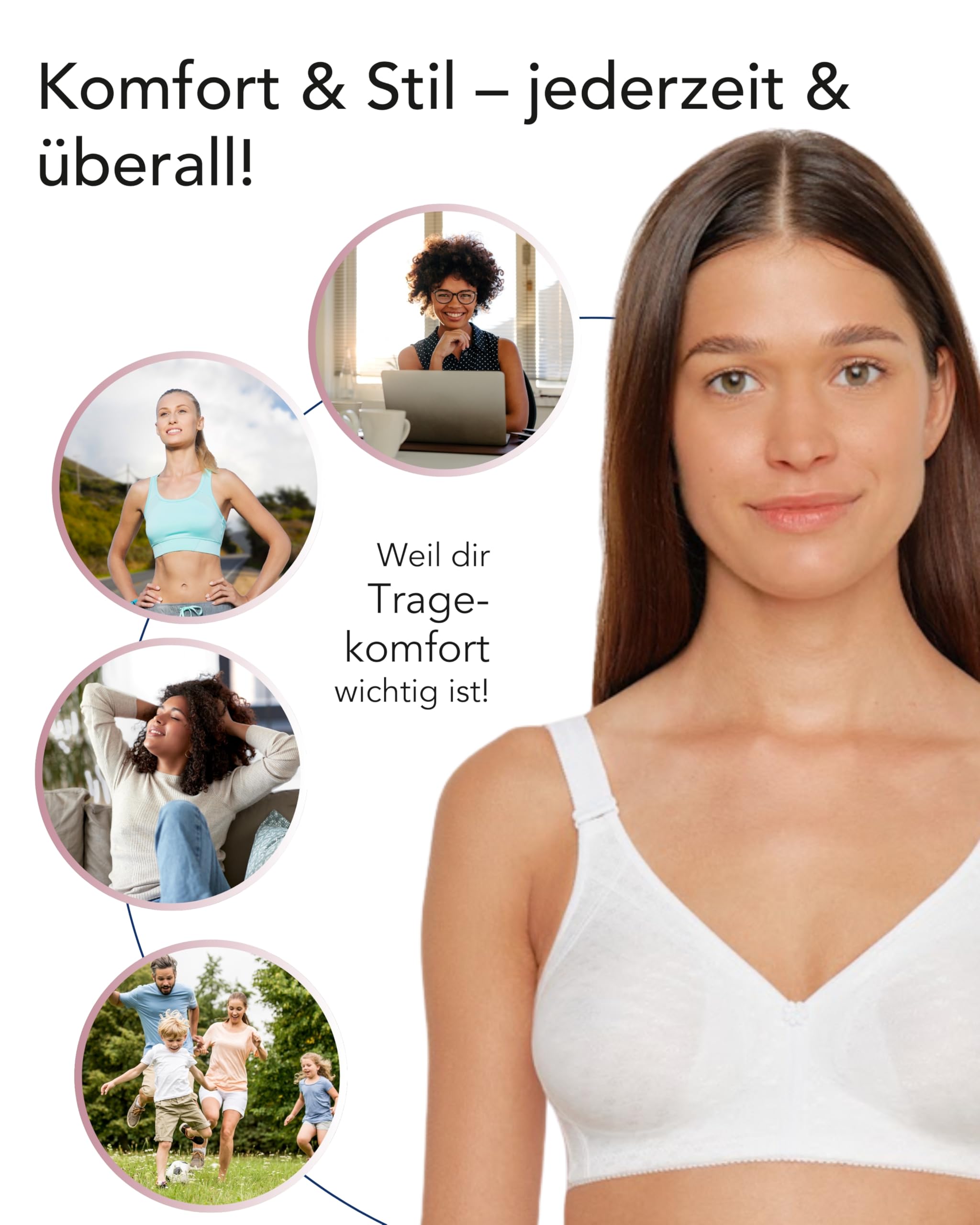 Susa Baumwoll BH Damen ohne Bügel Topsy Plus I weiß I 95E – Ansicht 6