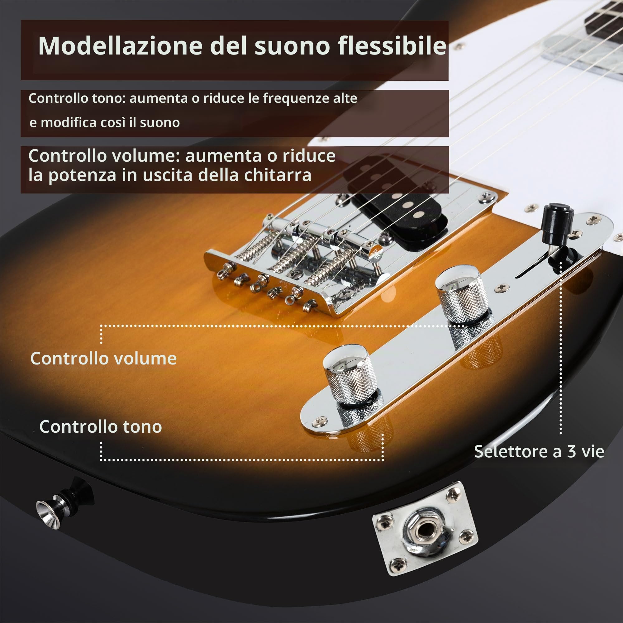 Rocktile Pro TL100-SB Chitarra Elettrica 2-Tone Sunburst