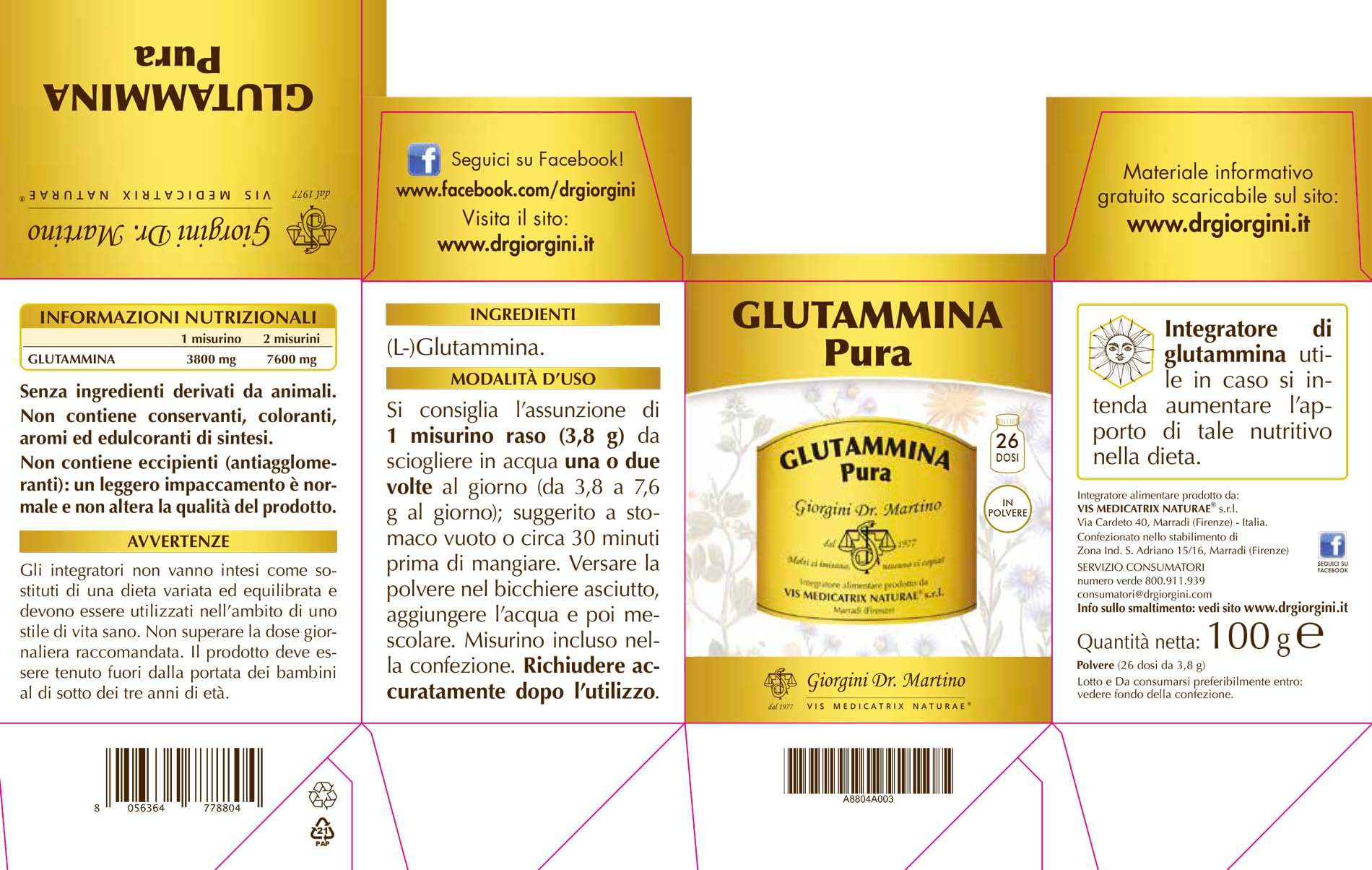 Dr Giorgini Glutammina Pura 100gr