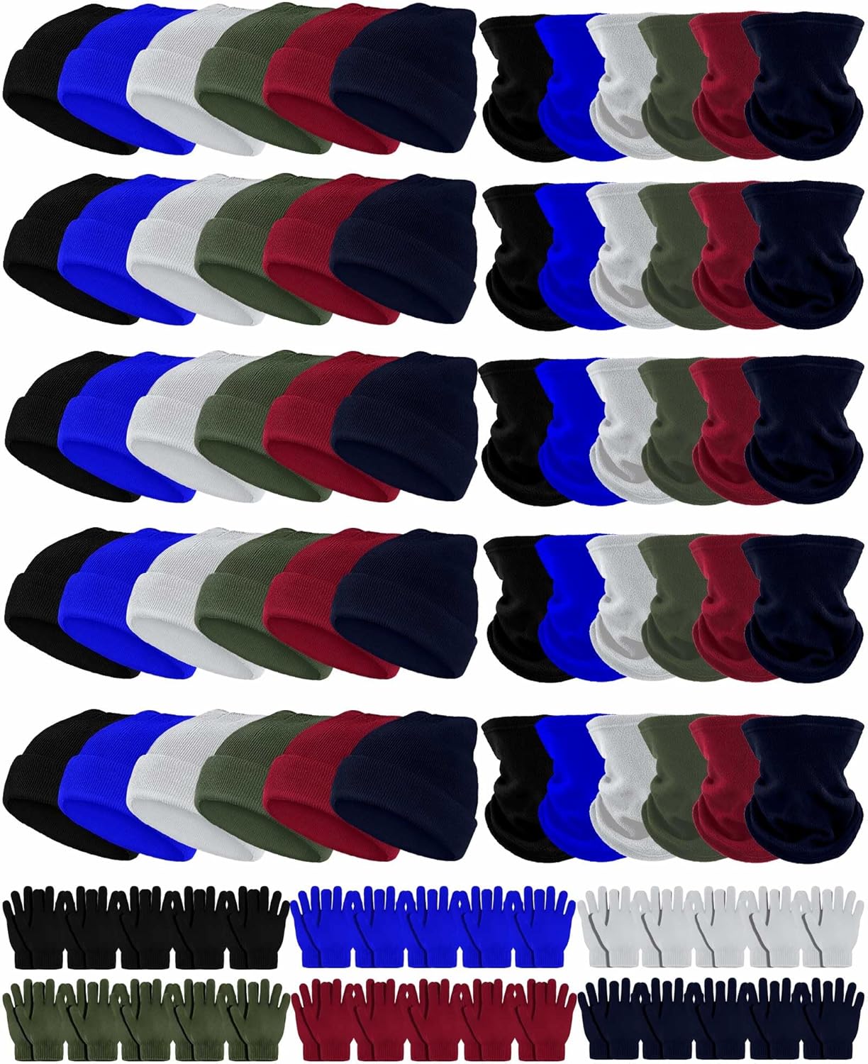 108 Pcs Homeless Winter Beanies Glove Scarf Sets Bulk Unisex Knitted Hat Glove Neck Warmer for Donation Charity Care Package