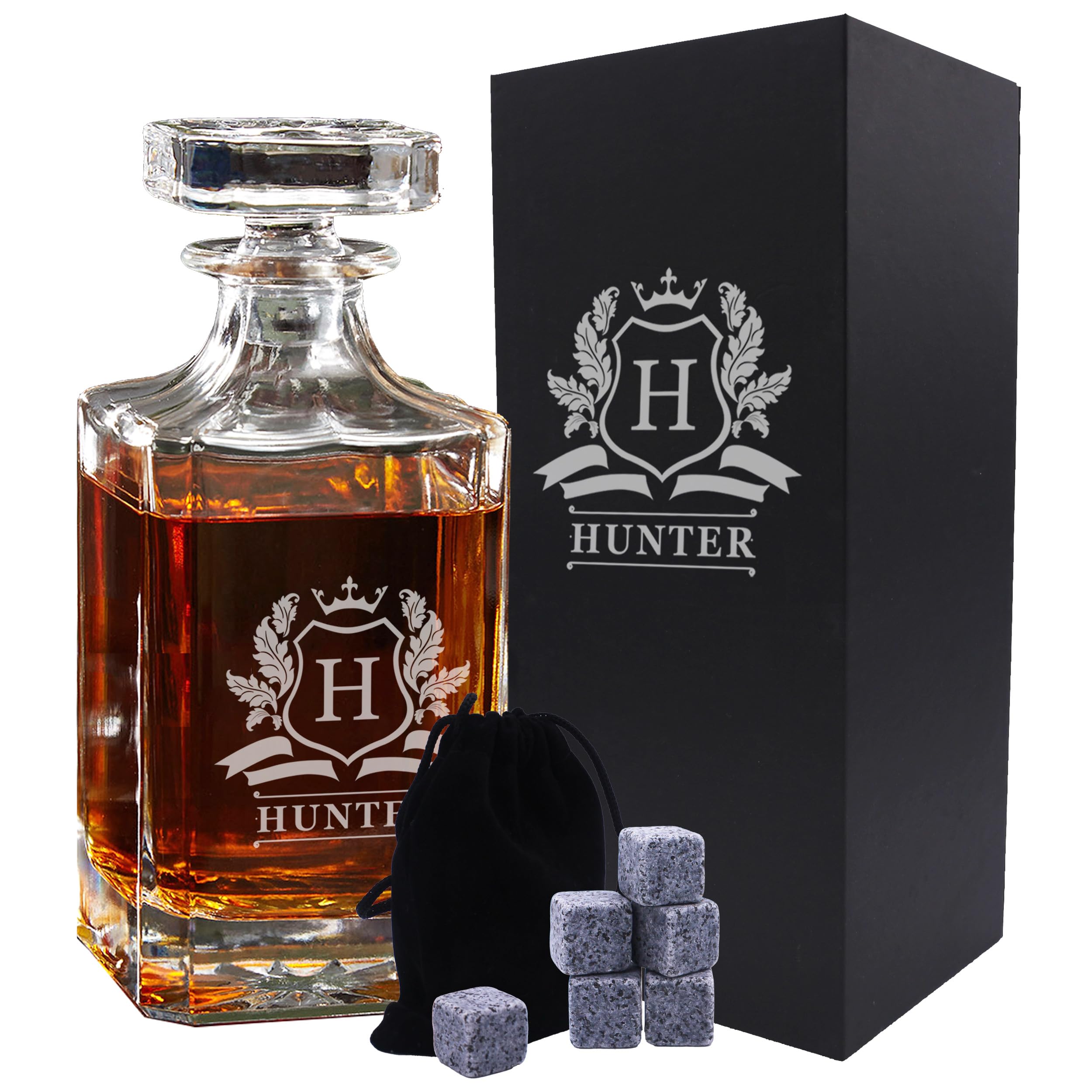 The Wedding Party Store Custom Engraved Whiskey Decanter - Personalized with Cavalier Design