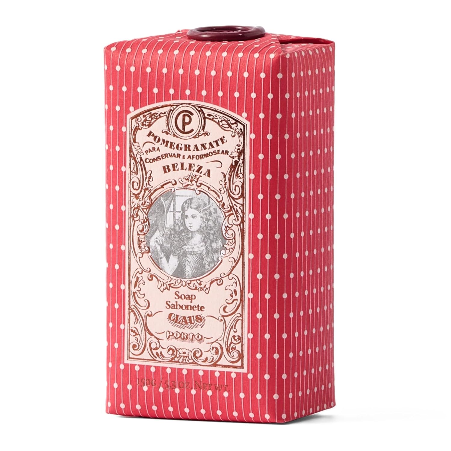 Claus Porto - Mirror Pomegranate Body Soap for Men + Women | Cleansing, Nourishing, Softening | Handcrafted, Aromatic, Floral (150g | 5.3 oz)