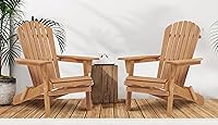 Vista 2 de Juego de 2 sillas plegables de madera Adirondack, medio premontadas al aire libre, sillas de madera para patio, patio, terraza, piscina, playa