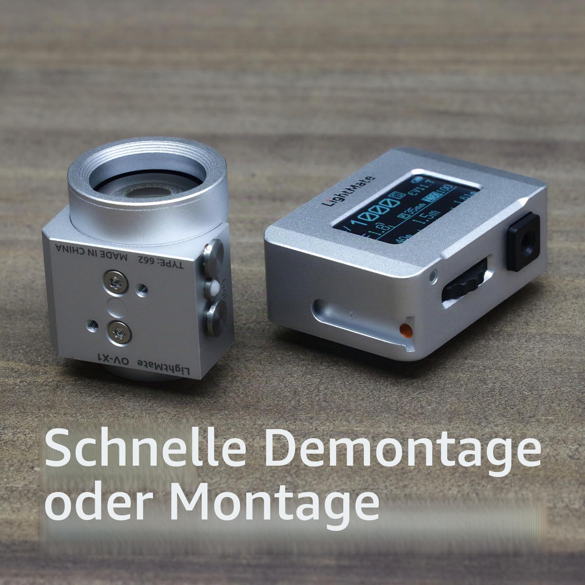 LightMate Kamera Lichtmesser & Optischer Sucher Set, Area 2S Fotografie Lichtmessgerät, OV-X1 17-Grad-Sucher, Metallgehäuse, Hochpräziser Belichtungsmesser, Silber