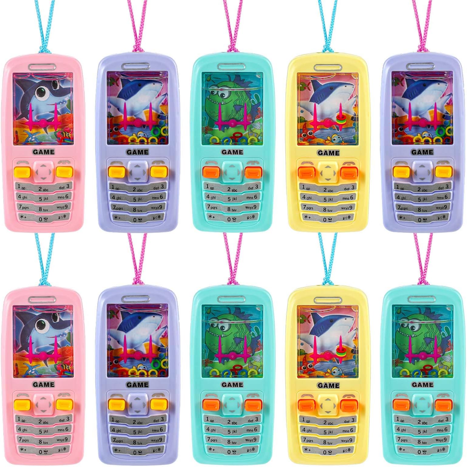 Gejoy 10 Pieces Handheld Water Ring Games Kids Party Favors Cellphone Water Ring Toss Game Goodie Bags Stuffers Party Favors for Kids Teenager Birthday Contest Prize(Stylish)