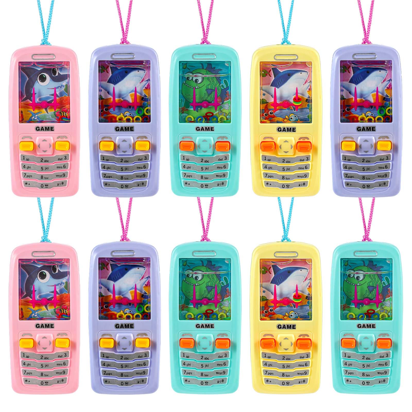 Gejoy 10 Pieces Handheld Water Ring Games Kids Party Favors Cellphone Water Ring Toss Game Goodie Bags Stuffers Party Favors for Kids Teenager Birthday Contest Prize(Stylish)