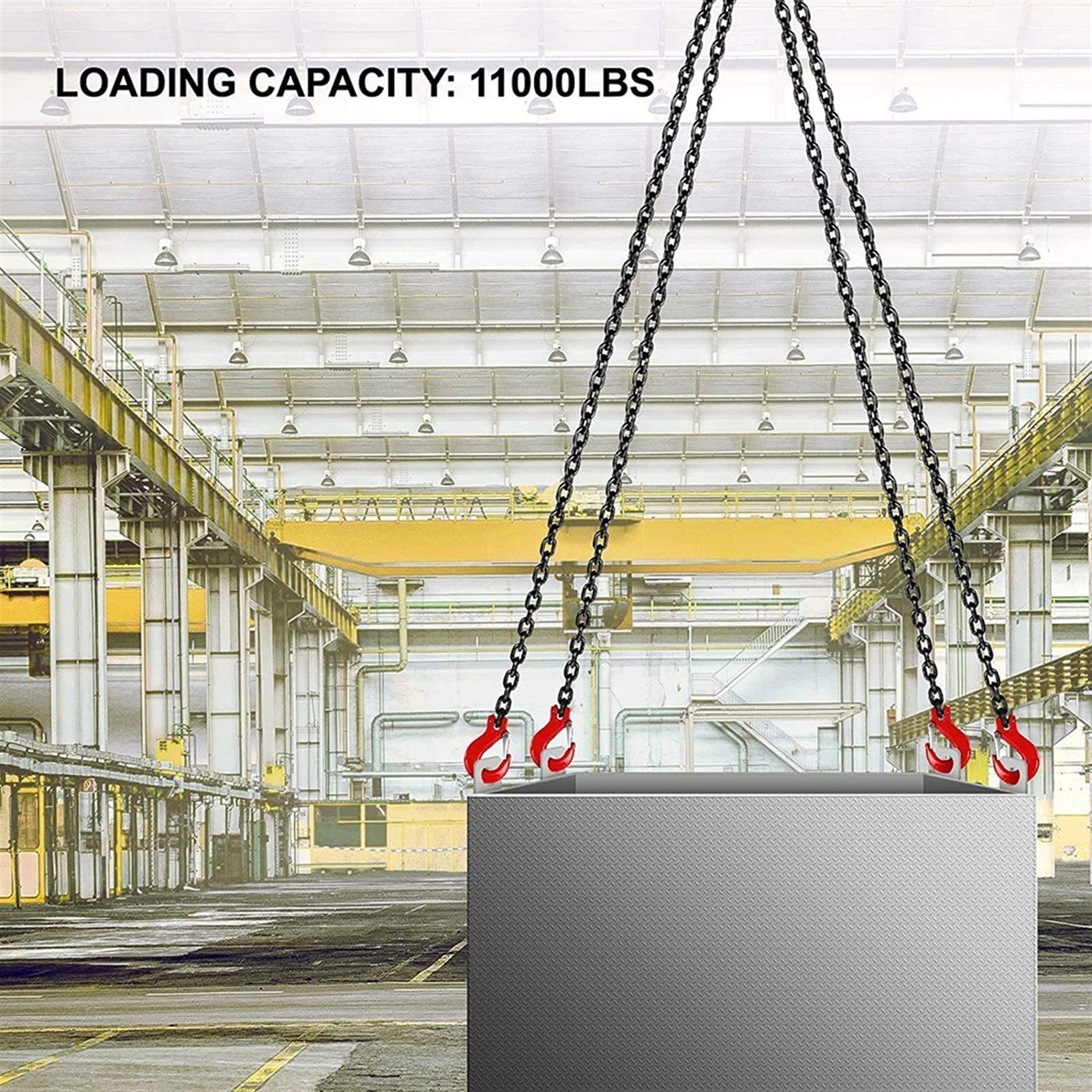 Eslinga De Cadena De 4 Patas, 1.5 M, Capacidad 5 Toneladas | Acero Aleación G80, Para Elevación En Obra Y Puertos