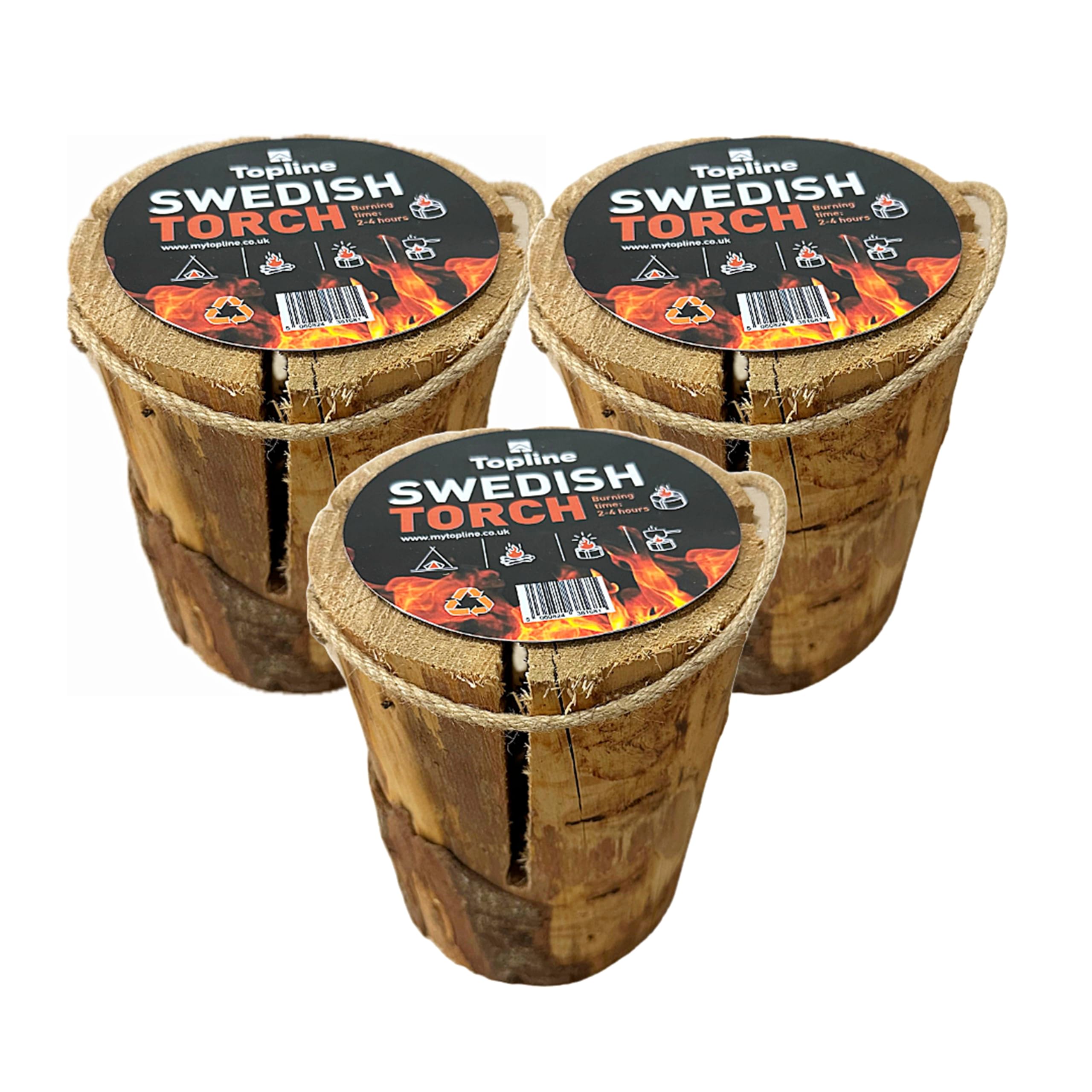Swedish Fire Torch Instant Fire Wood - 3 x Extra Dry Kiln Dried Logs, Perfect for a Garden Fire Pit. Can Be Used as a Campfire, Stove or Even a Garden Lantern/Garden Candle