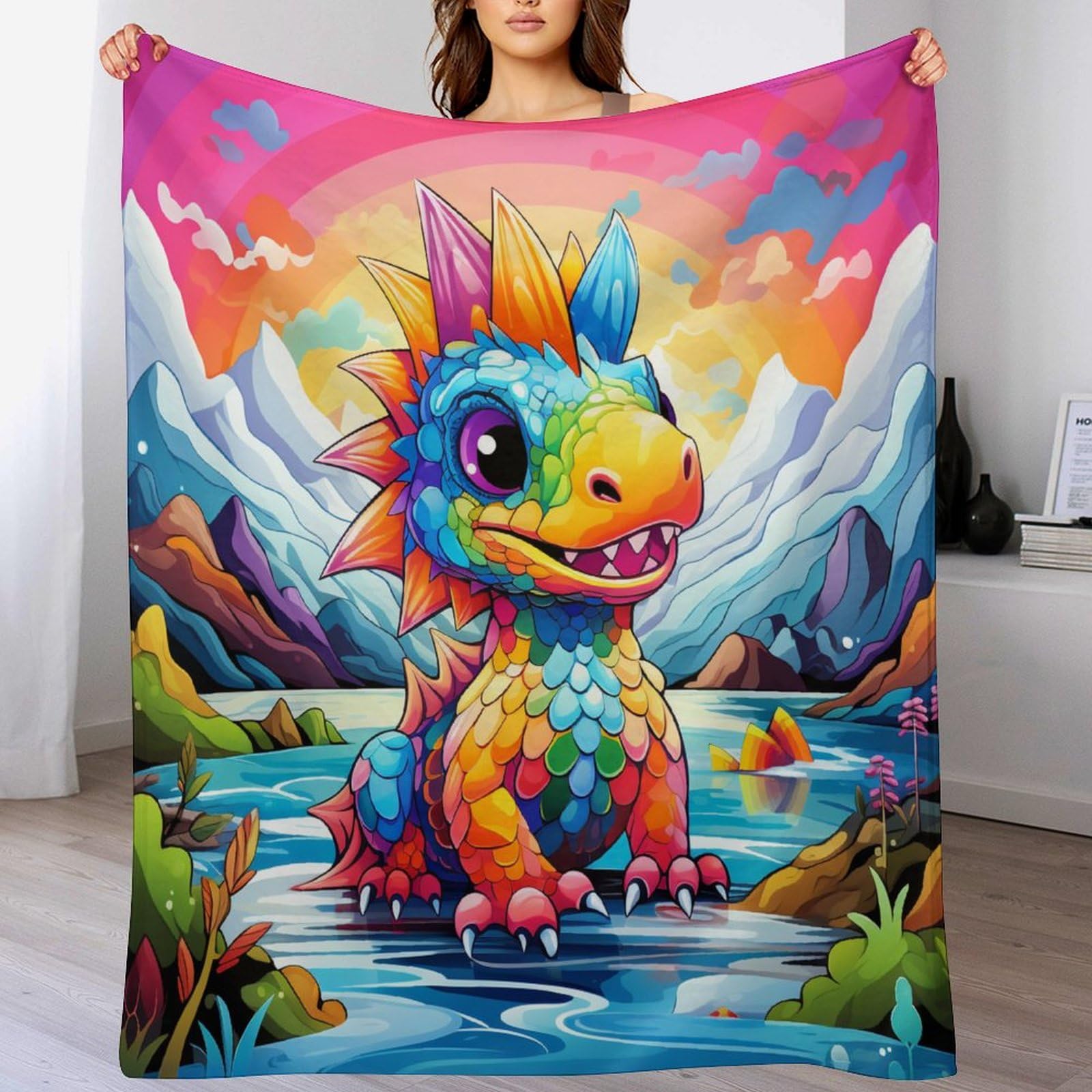 Couverture polaire dinosaure flanelle housse canapé et grand drap de lit