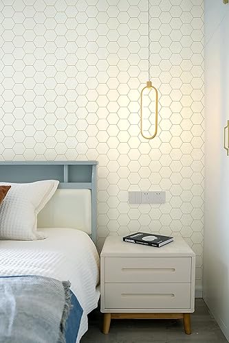 Miniatura 7 de Papel tapiz hexagonal geométrico para despegar y pegar, papel tapiz moderno, 17.3 x 78.7 pulgadas, rollo decorativo impermeable para cajones