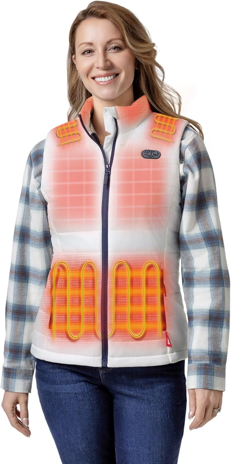 ORORO Women’s Heated Vest with 7 Heat Zones, Dual-Control Heating Vest with USB-C Rechargeable Battery