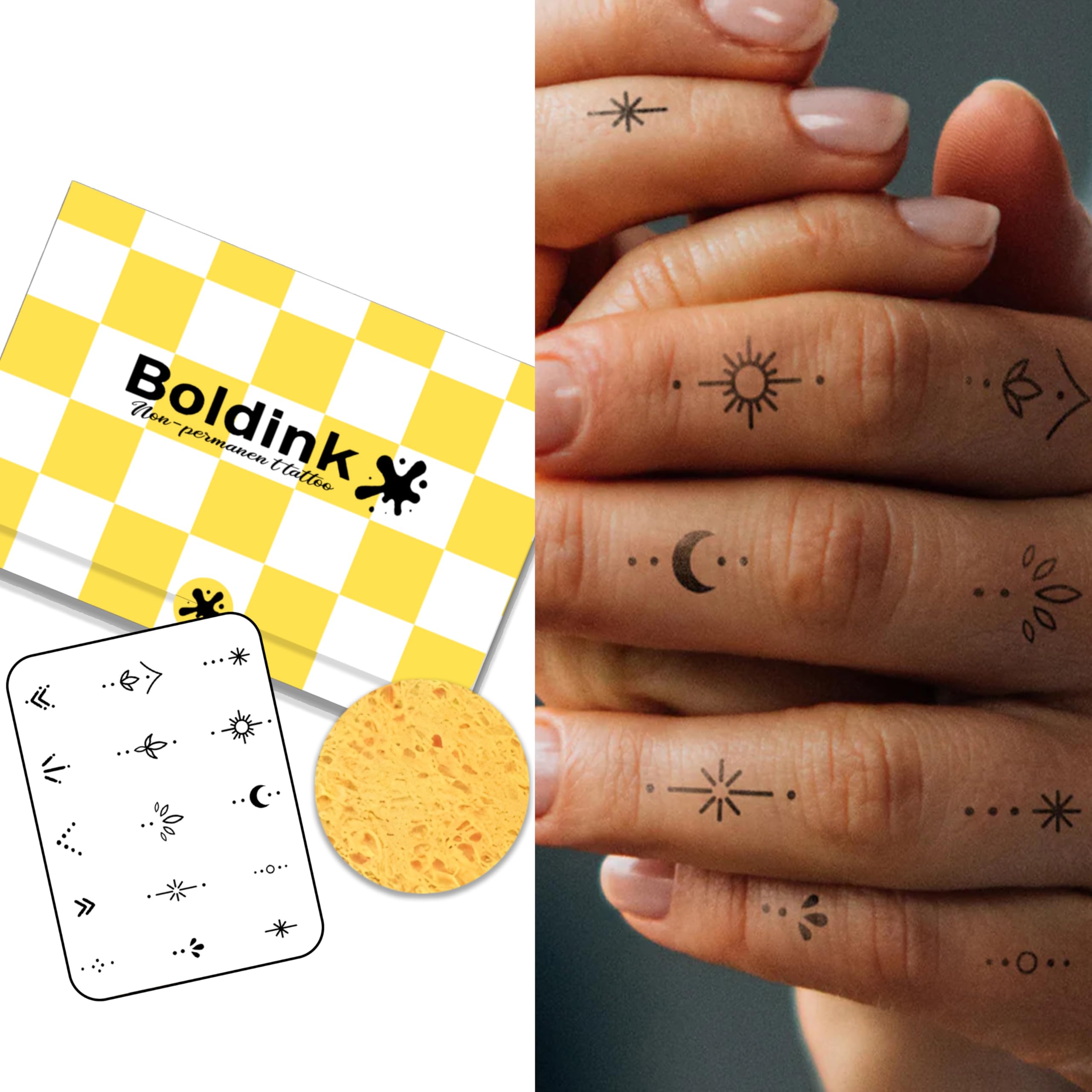 Boldink Semi-permanent Tattoos,Party Gifts,Realistic Finger Tattoos,Waterproof and Non-reflective,Suitable for Boys and Girls,Exquisite Packaging(