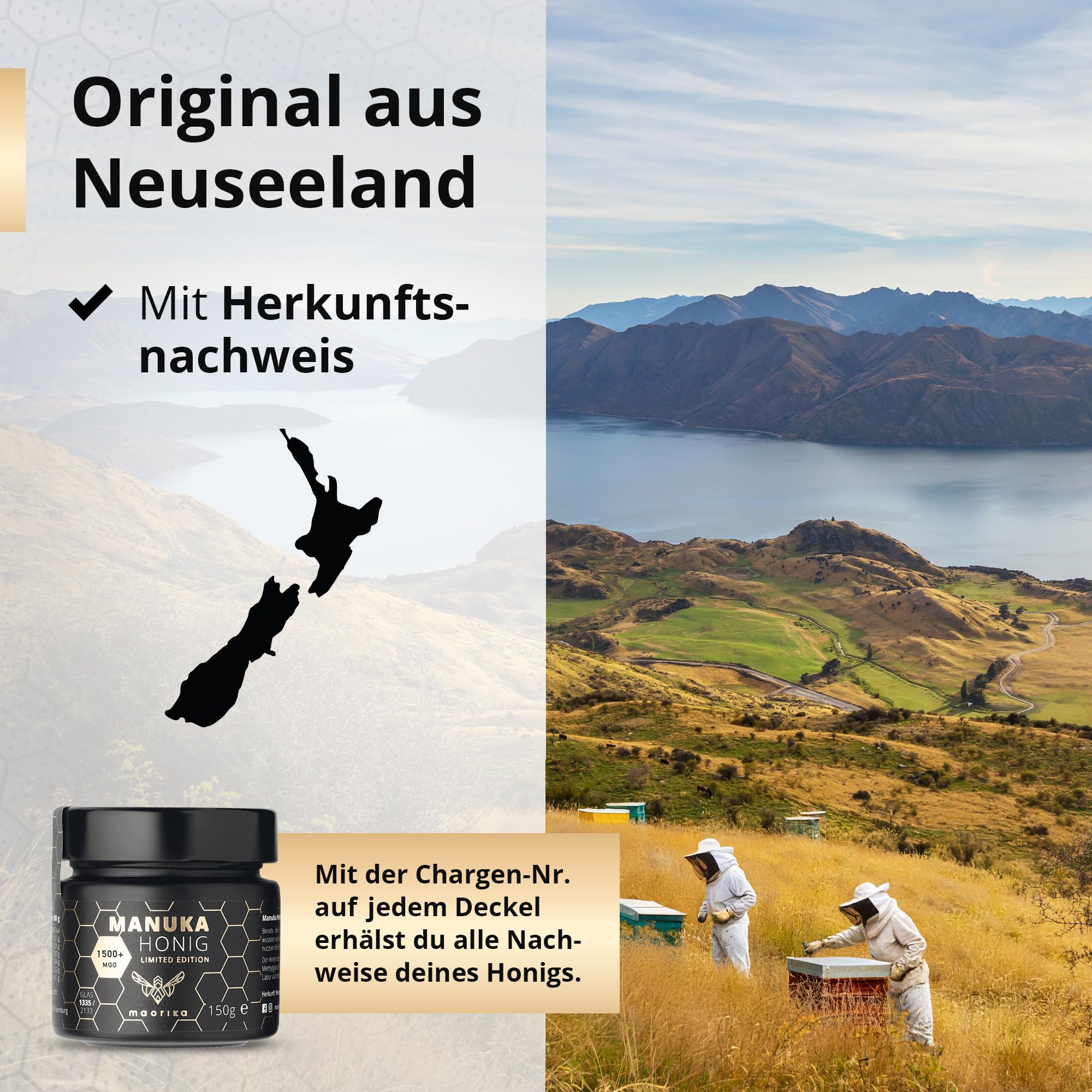 maorika - Manuka Honig 1500 MGO (Limited Edition) im Glas - lichtundurchlässig, kein Plastik - laborgeprüft mit zertifiziertem Methylglyoxal Gehalt aus Neuseeland 150g