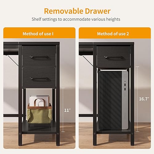 Miniatura 5 de CubiCubi Escritorio de oficina en casa para computadora con 2 cajones, escritorio pequeño blanco de 55 pulgadas, mesa de estudio, escritorio moderno