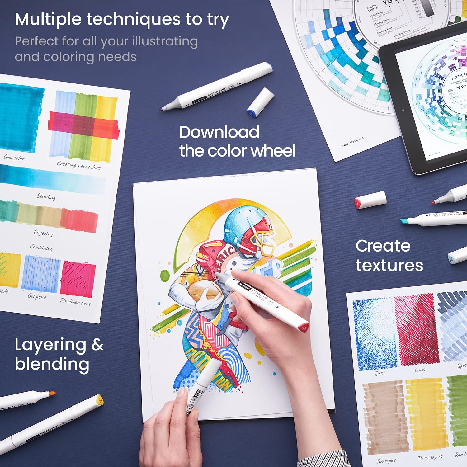 ARTEZA Alcohol Art Markers Set of 36 Americana Tones, Medium Chisel and Fine Nib, Dual Tip Markers for Drawing and Sketching - Image 6