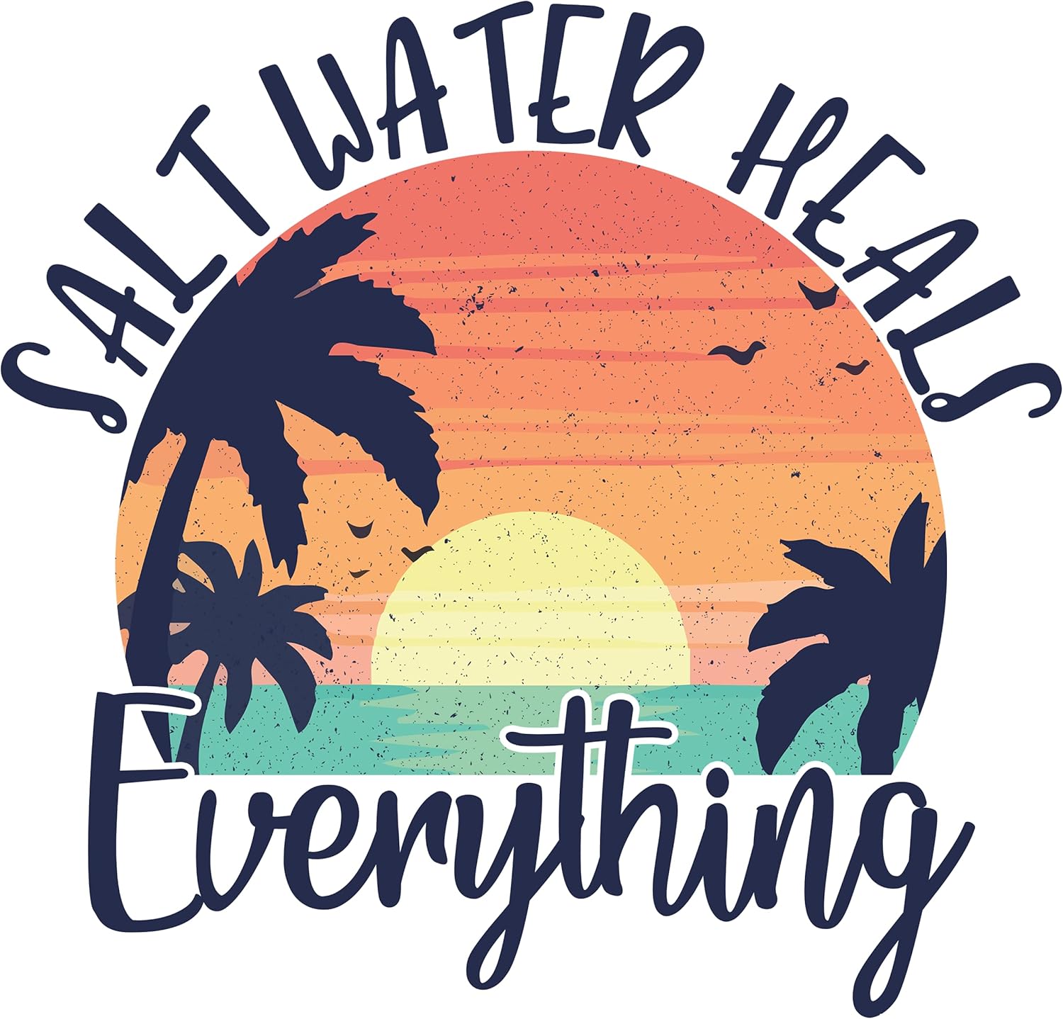 Salt Water Heals Everything Sublimation Transfer, Beach Sublimation Transfer, Summer Sublimation, Ocean Palm Tree Transfer, Shirt/Mug (Adult x10)