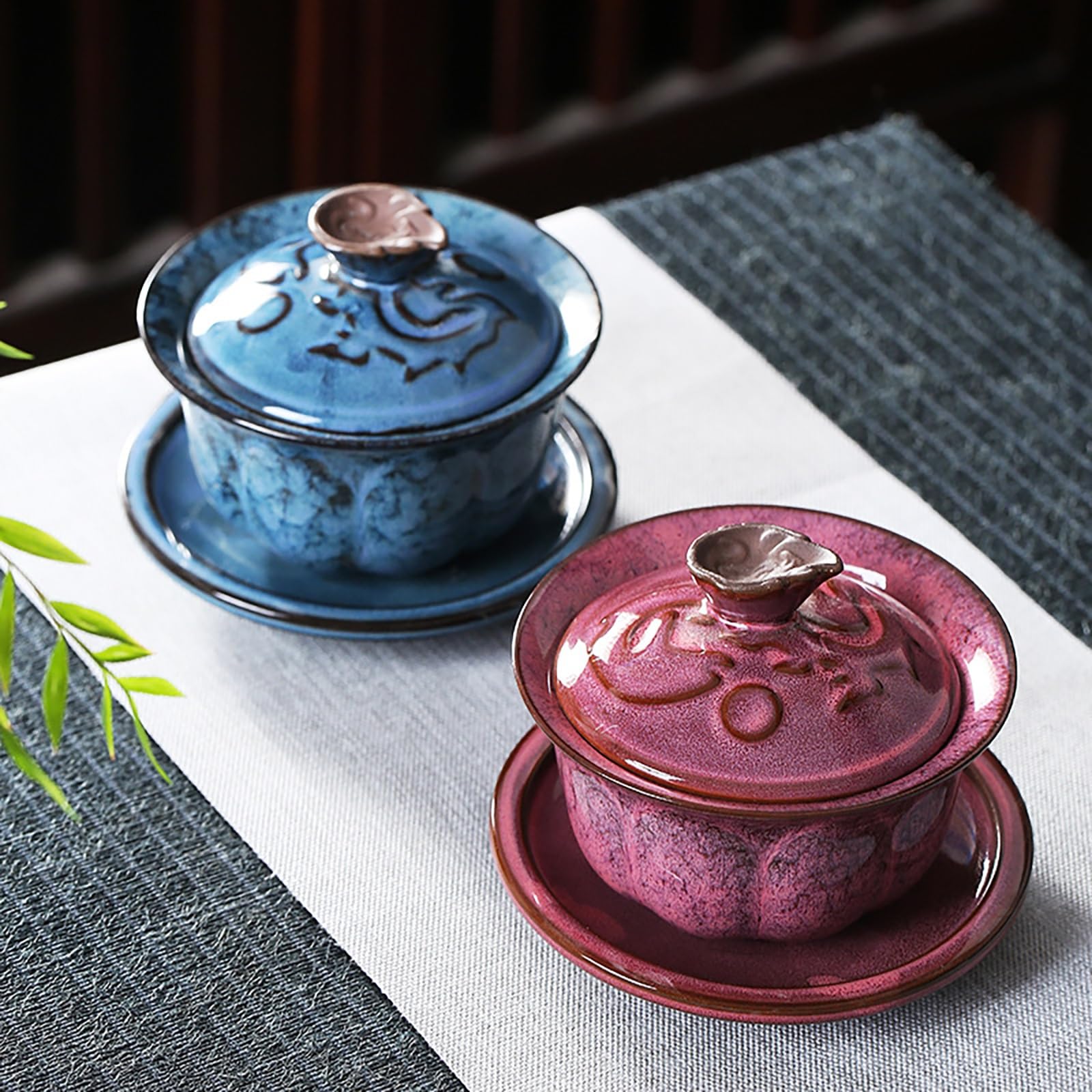 Kubek do herbaty Gaiwan, chińskie filiżanki do herbaty, Kung Fu Tea, chiński wzór, ceramiczny kubek do herbaty Gaiwan, miska do herbaty Sancai, antyczny zestaw do herbaty (kolor: zielony)