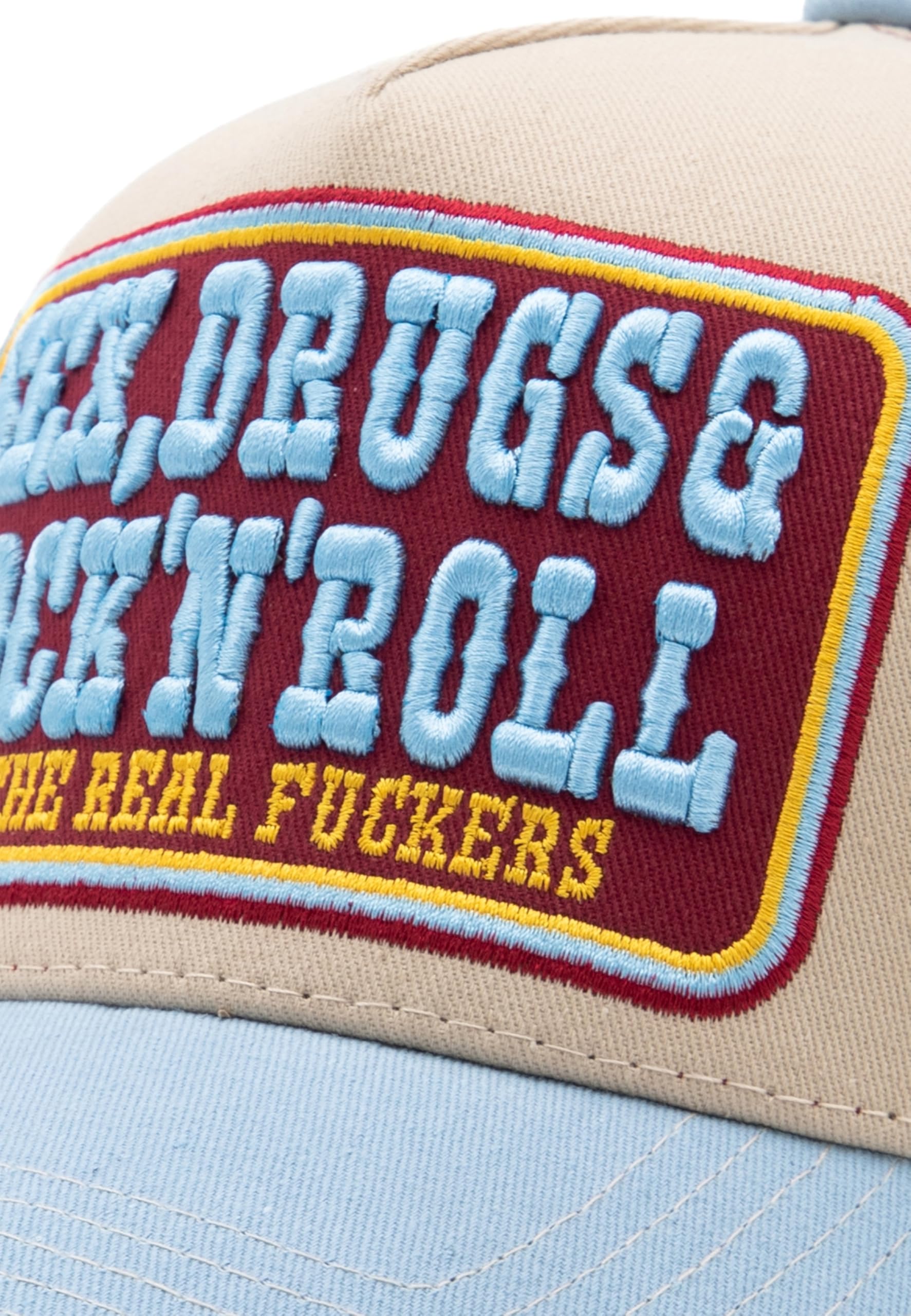 King Kerosin Męska czapka z daszkiem Trucker Cap z dużym haftem Sex, Drugs & Rock 'n' Roll