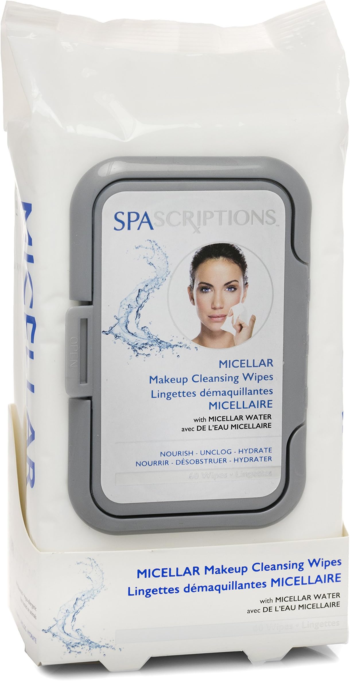 Spa Scriptions Micellar Makeup Cleansing Wipes 60 Ct.