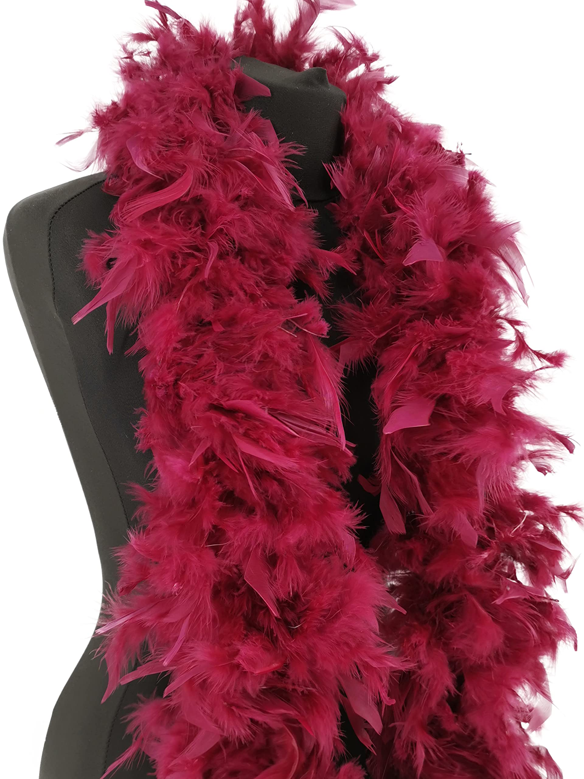 Feather Boa 100g 180cm Soft Turkey Feathers Fluffy Long Boas for Women Hen Party Fancy Dress Costume Burlesque Dance Showgirl 1920s Gatsby Flapper Halloween Christmas Photo Props (Burgundy) — image 1