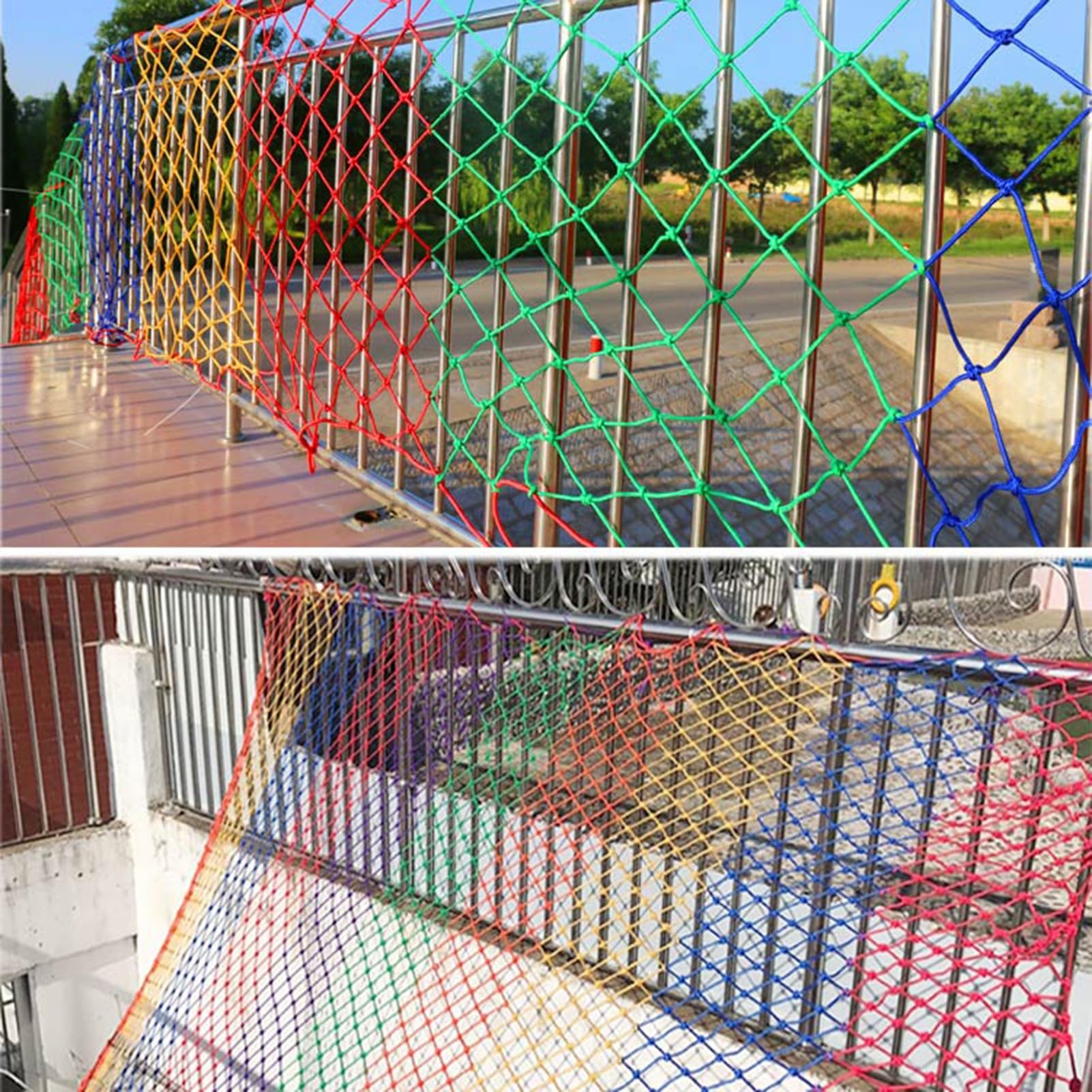 Red de seguridad para escaleras y balcones, red de escalada para obras de construcción, vallas y paredes de escalada (3 x 5 m) - Sistema de protección de malla duradero