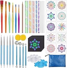 Mandala Kit, 49 Pieces Mandala Painting Kit Mandala Dotting Tools Stencil Mandala Rock Dotting Tools Set Mandala Tools Complete Mandala Stencil Set for Painting on Rock Coloring and Drawing