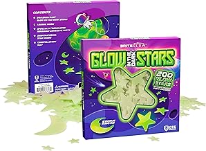 Brite Glow in The Dark Stars for Ceiling Kit - 3 Assorted 3D Plastic Star Stickers - Wall Stickers, Kids Room Decor, Fun Ceiling Decor - Starry Night Boy & Girl Stocking Stuffer Fun