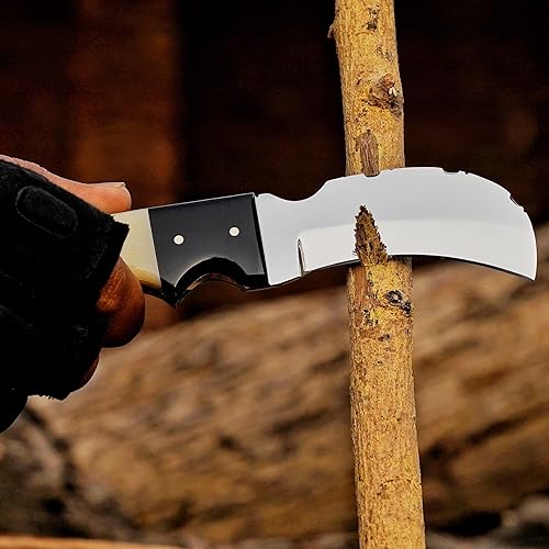 Miniatura 127 de Cuchillo de acero hecho a mano con funda de cuero, cuchillo utilitario resistente, cuchillo de electricista para desollar alambre para profesional