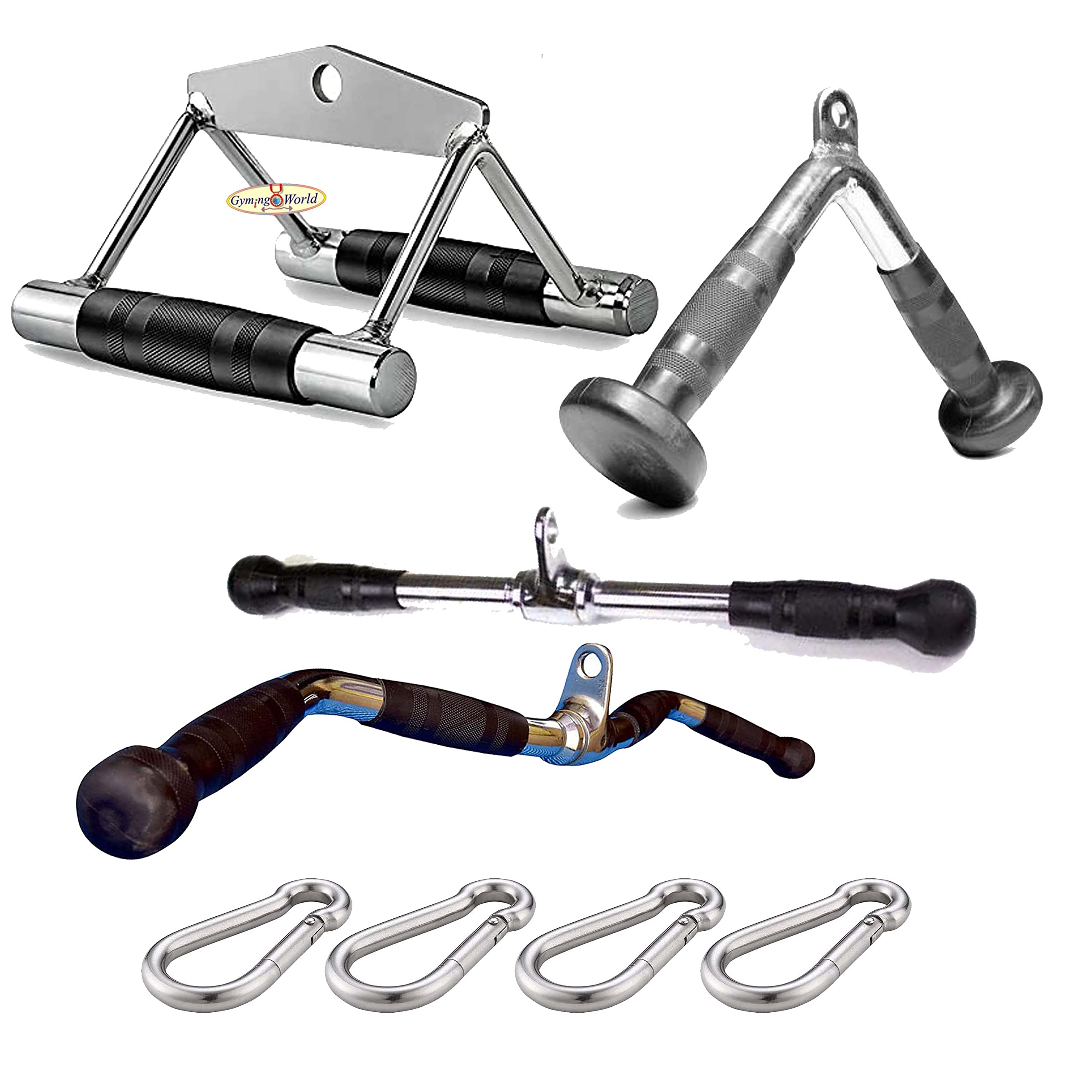 GYMINGWORLD Gyming World� Combo of Gym Accessories attachments Rowing Grip, V Handle Grip, Triceps Handle, Zigzag Handle + 4 Safety Locks etc-image-27