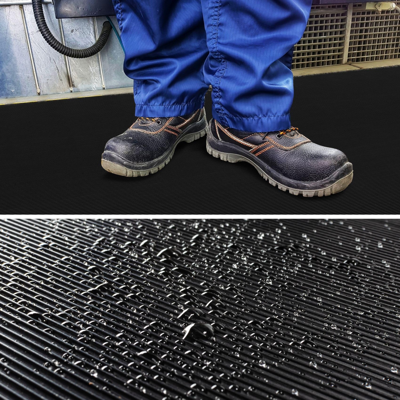 ANRO Gummimatte Meterware Gummiläufer 3mm Feinriefenmatte Rillenmatte Bodenbelag Werkstattboden als Antirutschmatte, Werkbank Auflage u. Bodenmatte 200 x 100cm Feinriefen