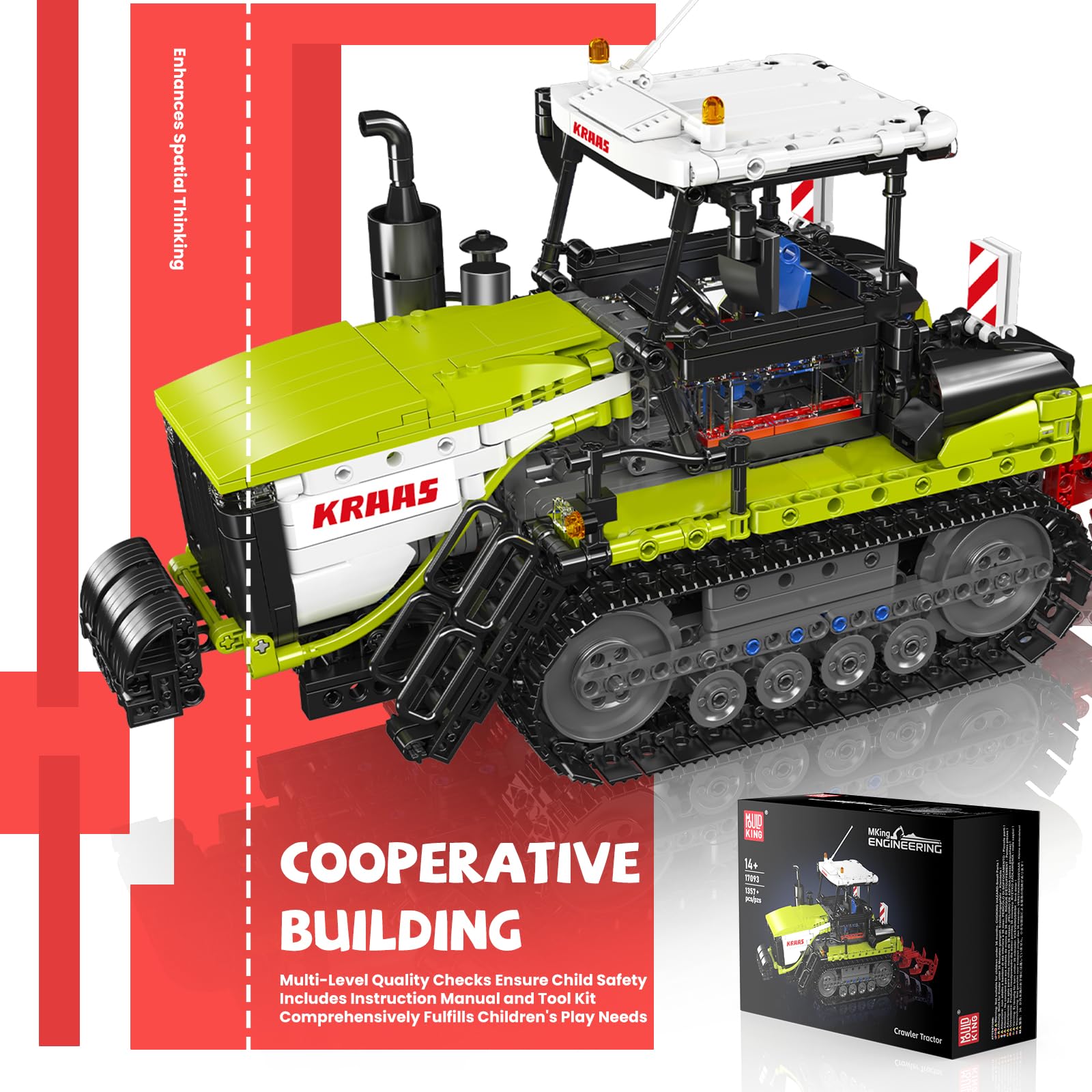 Mould King Technic Trattore cingolato set di costruzione, 1357 pezzi telecomandato con motore e controllo tramite app, 17093 modello veicolo RC giocattolo da costruzione per età superiore ai 14 anni