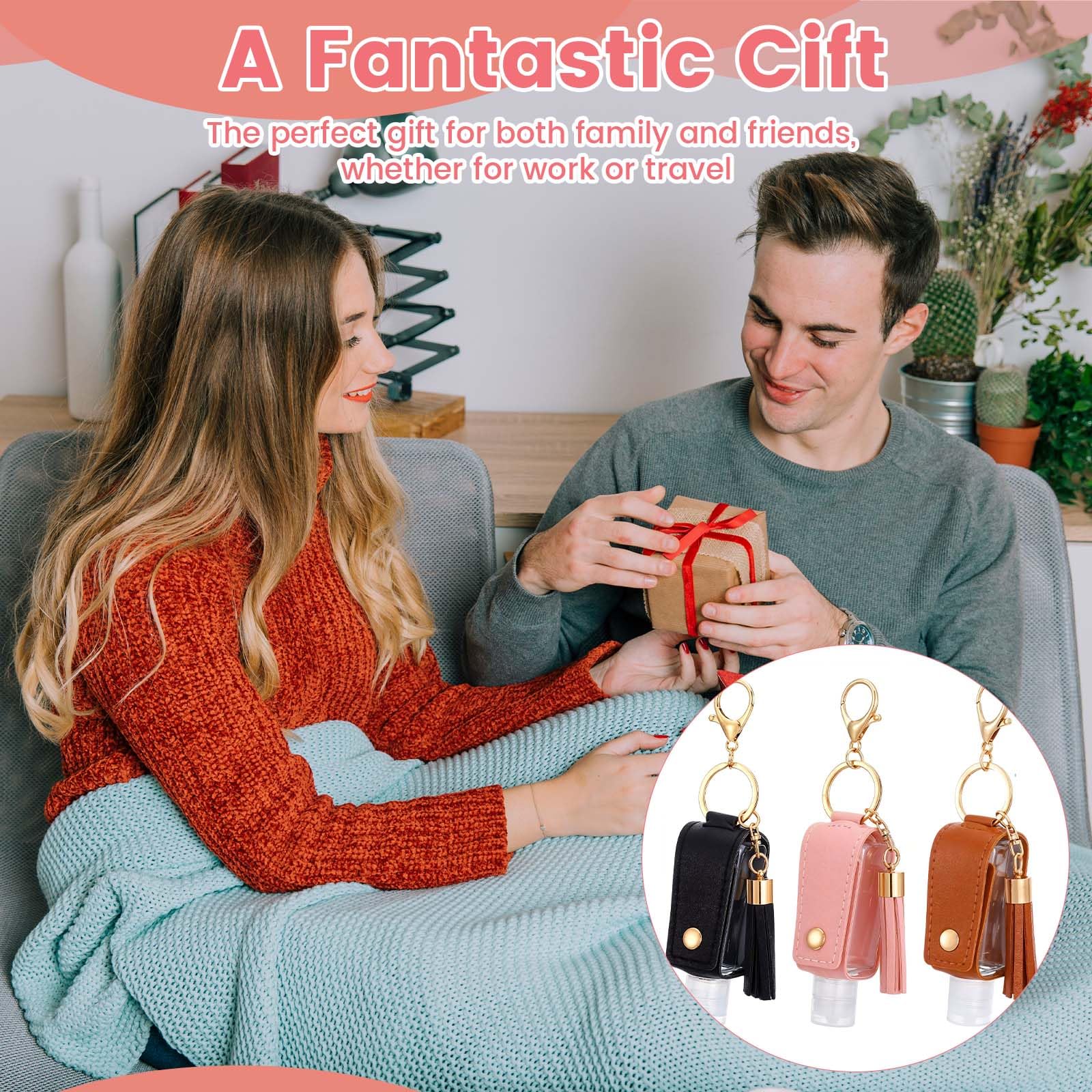 oruola 3 Pcs Hand Sanitiser with Clip,30 ml Hand Sanitiser Keyring,Mini Hands Sanitizer Keychain for Travel Lotion Liquid Soap Shampoo (Black Pink Brown) - Image 4