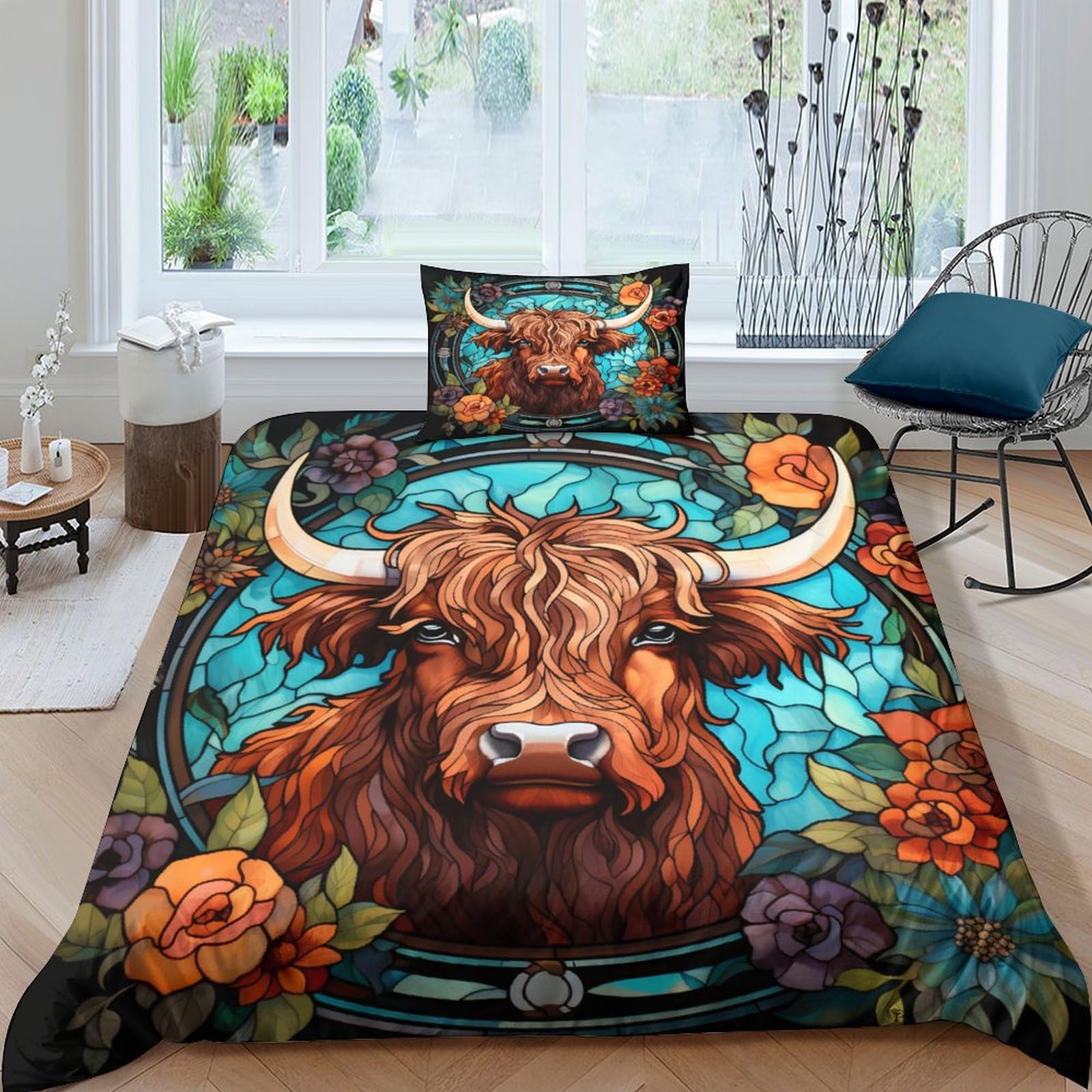 Funda nórdica de bisonte 135x200 con dos fundas de almohada de microfibra suave